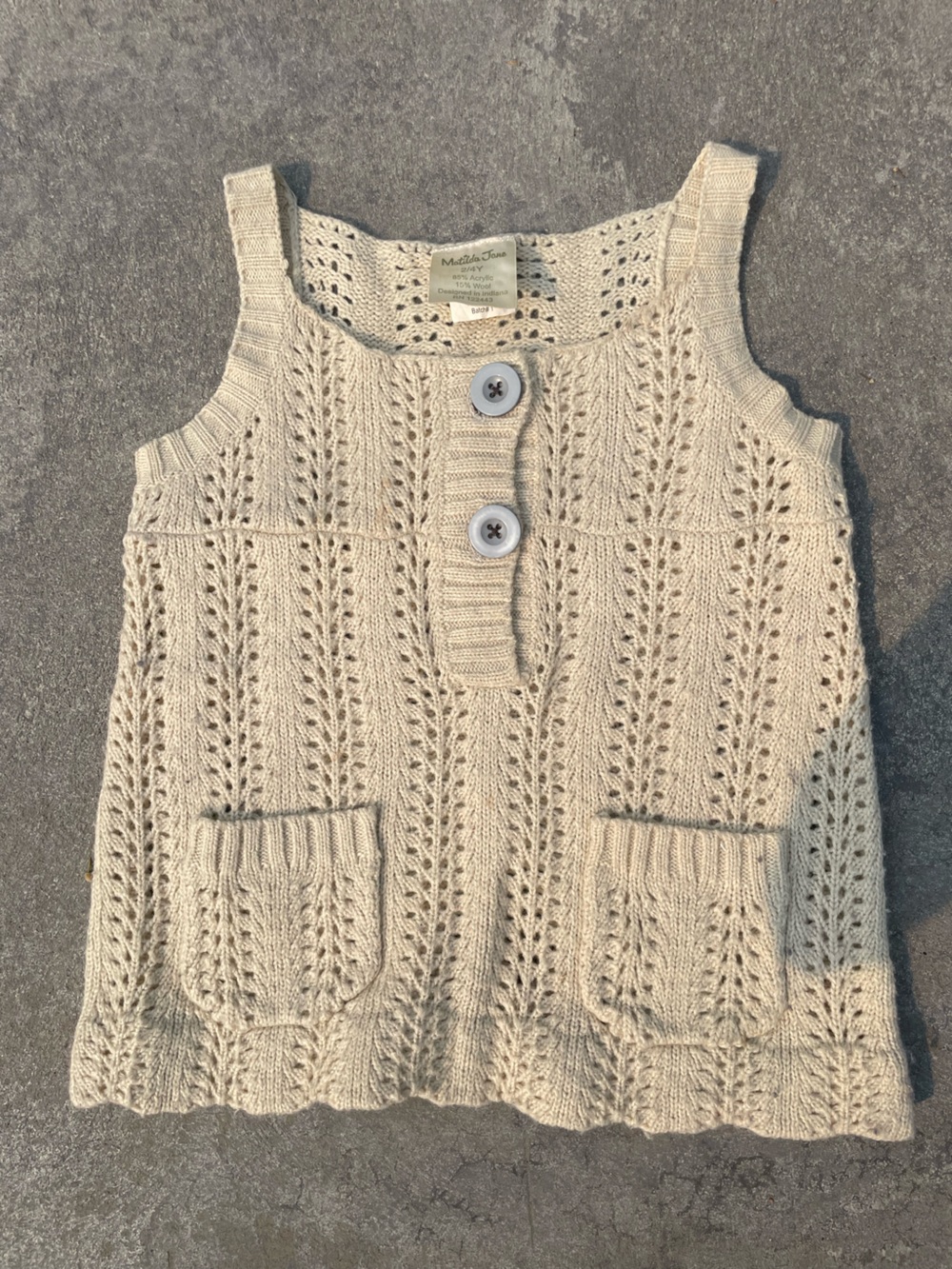 Matilda Jane Cream Openwork Knit Button top